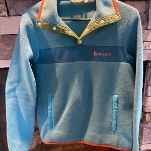 Cotopaxi Teca Fleece Pullover Mens S  women’s M blue Textured 1/4 T Snap Sweater